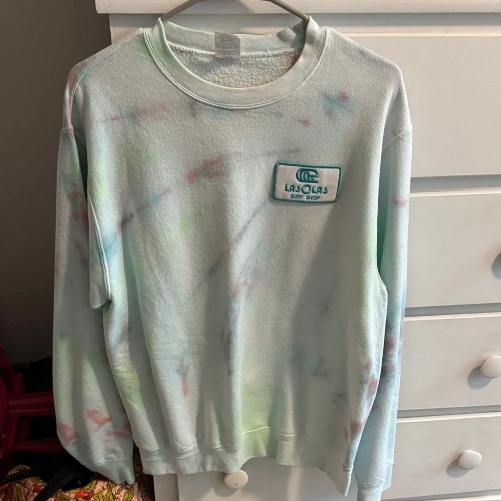 La Solas Light Blue Tie-Dye Crewneck Sweatshirt